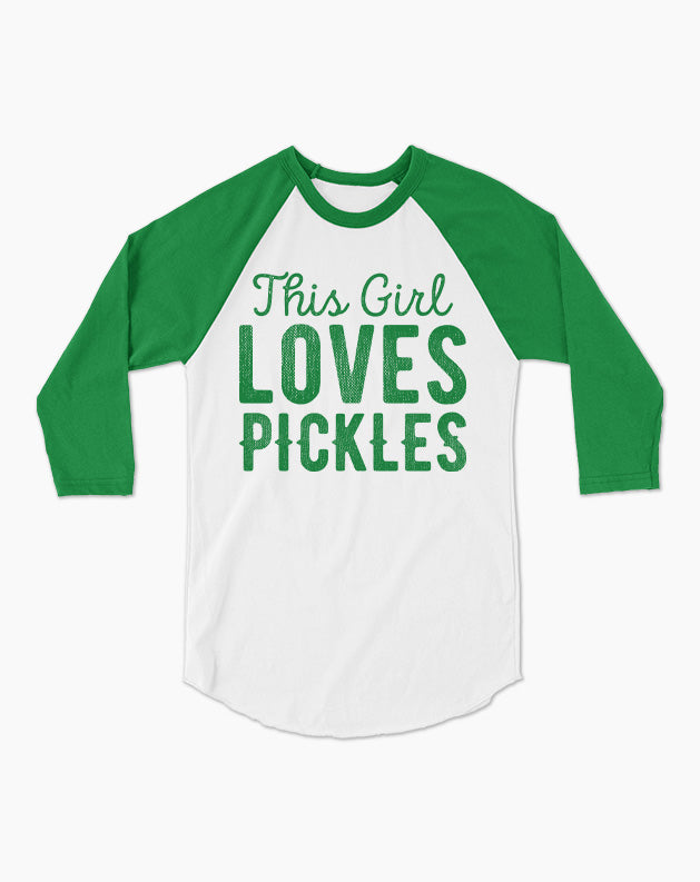 Pickle Shirts - This Girl Loves Pickles Baseball Tee 